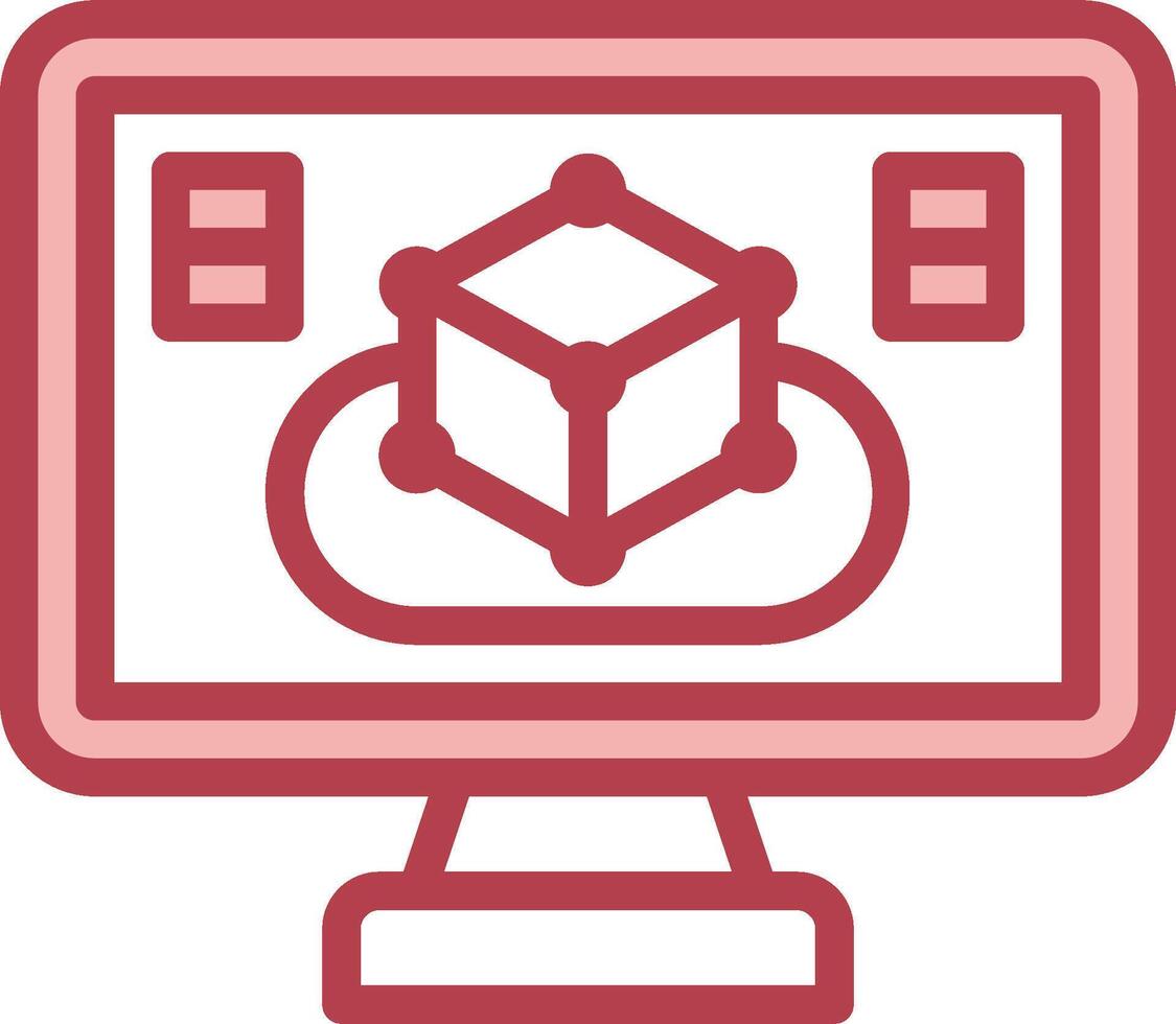 A computer monitor with a cube on it vector