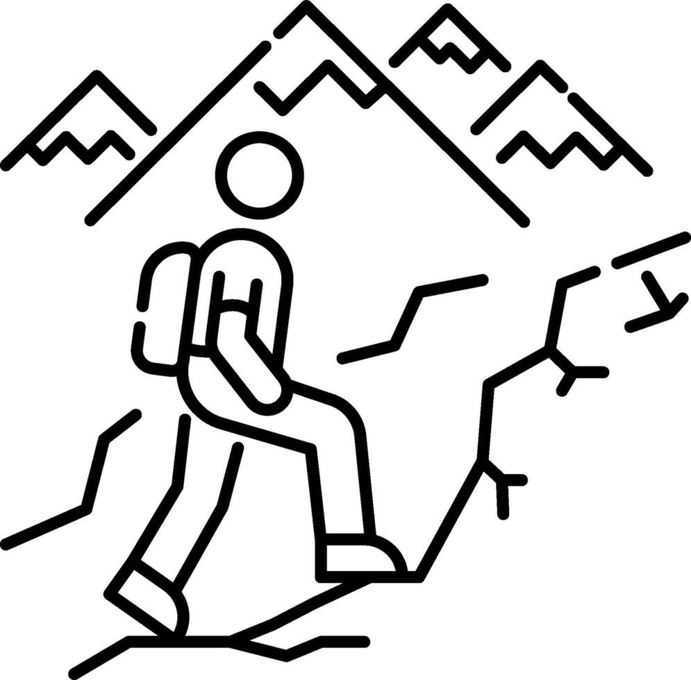 Hiker hiking line icon vector