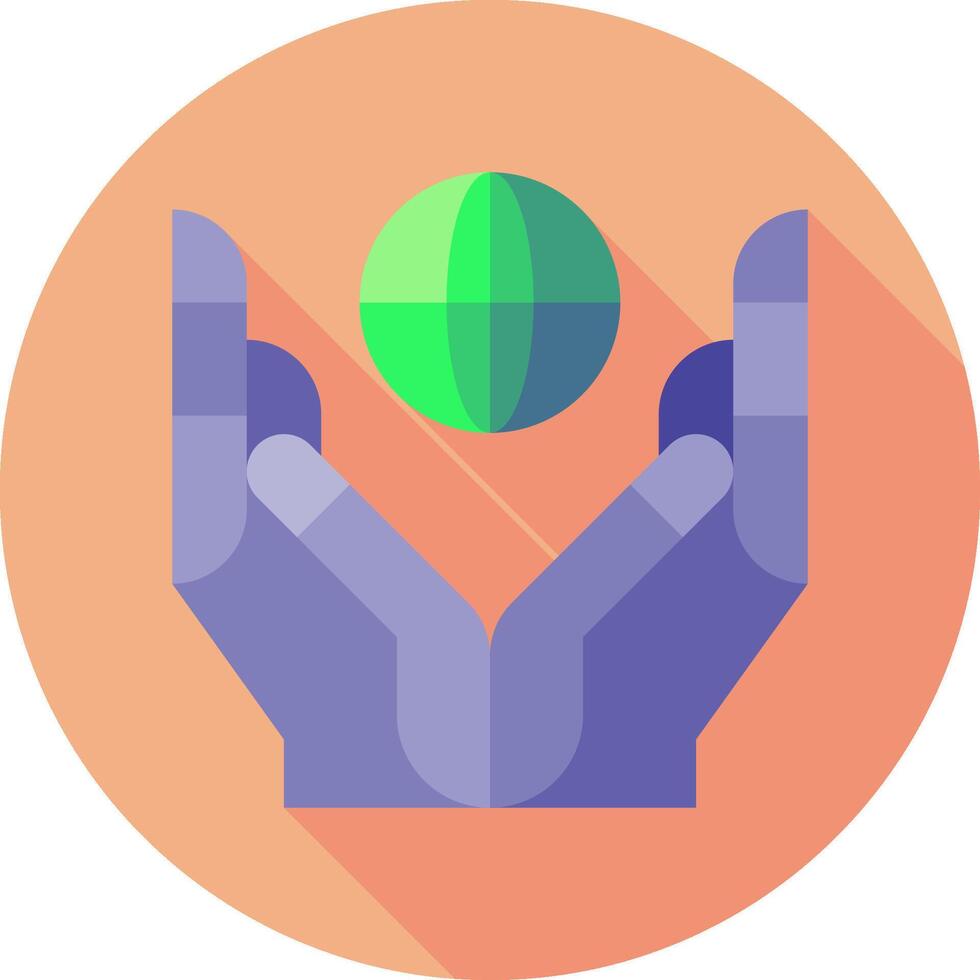 Hands holding a green globe icon vector