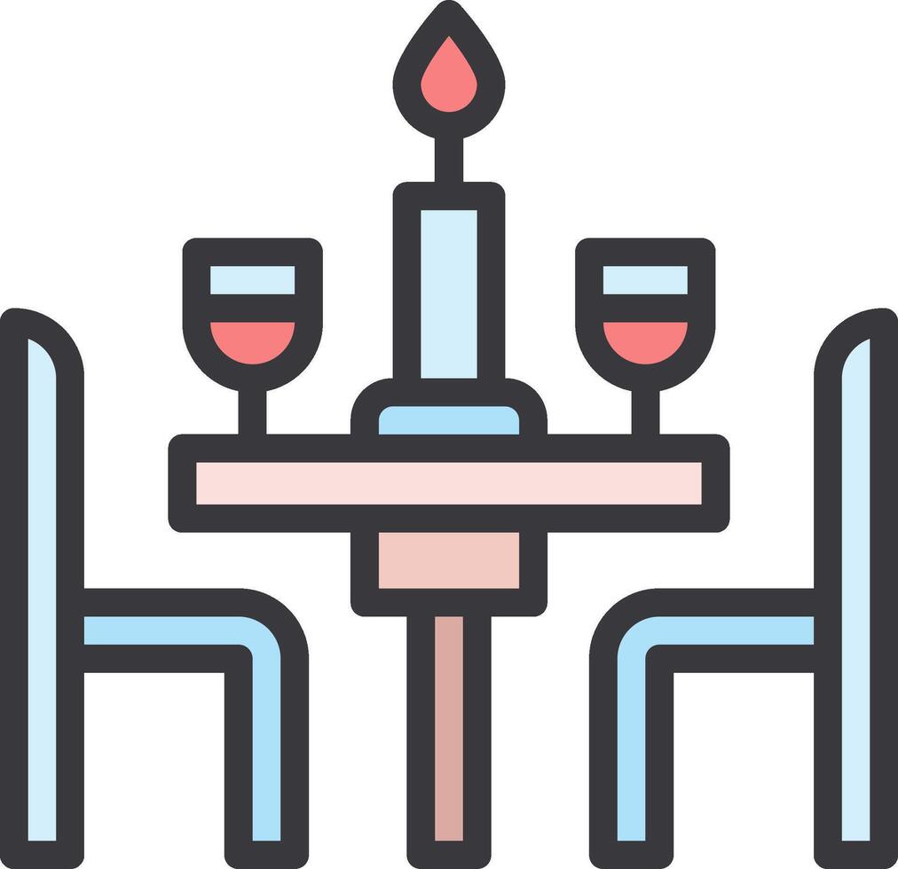 A table with two chairs and a candle vector