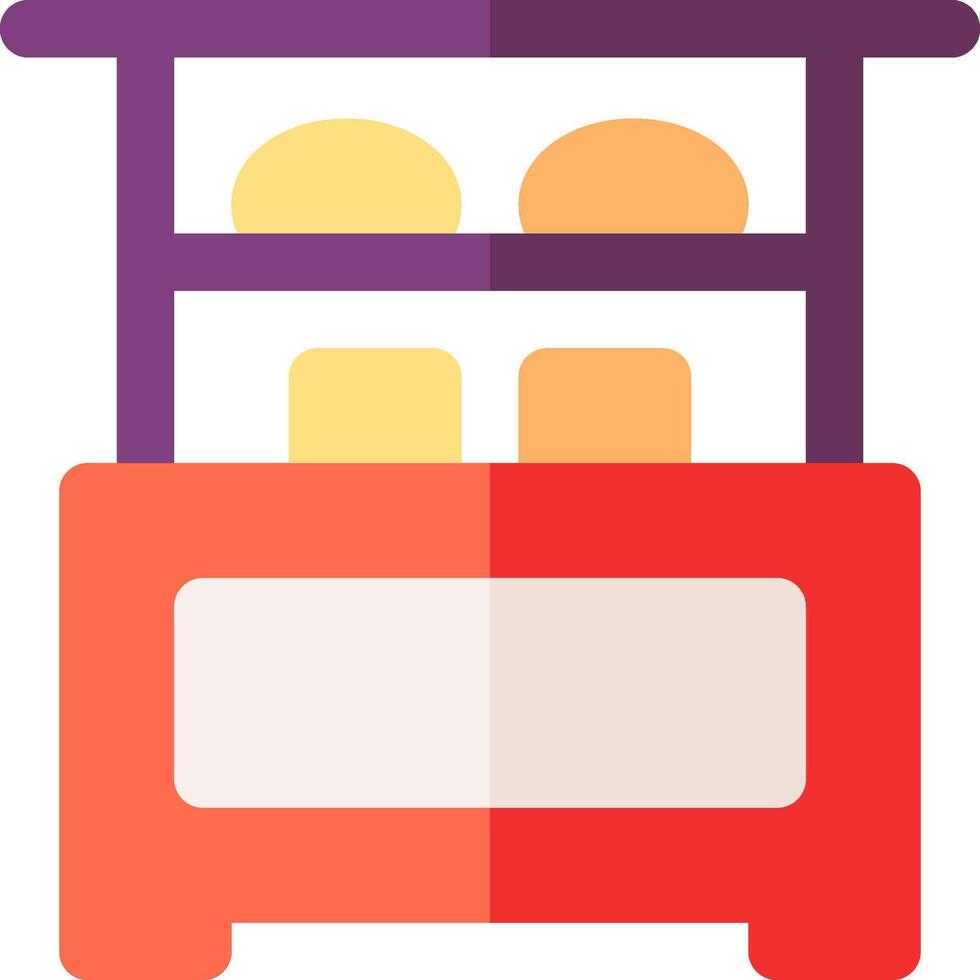 A red and orange food warmer with a sign on it vector