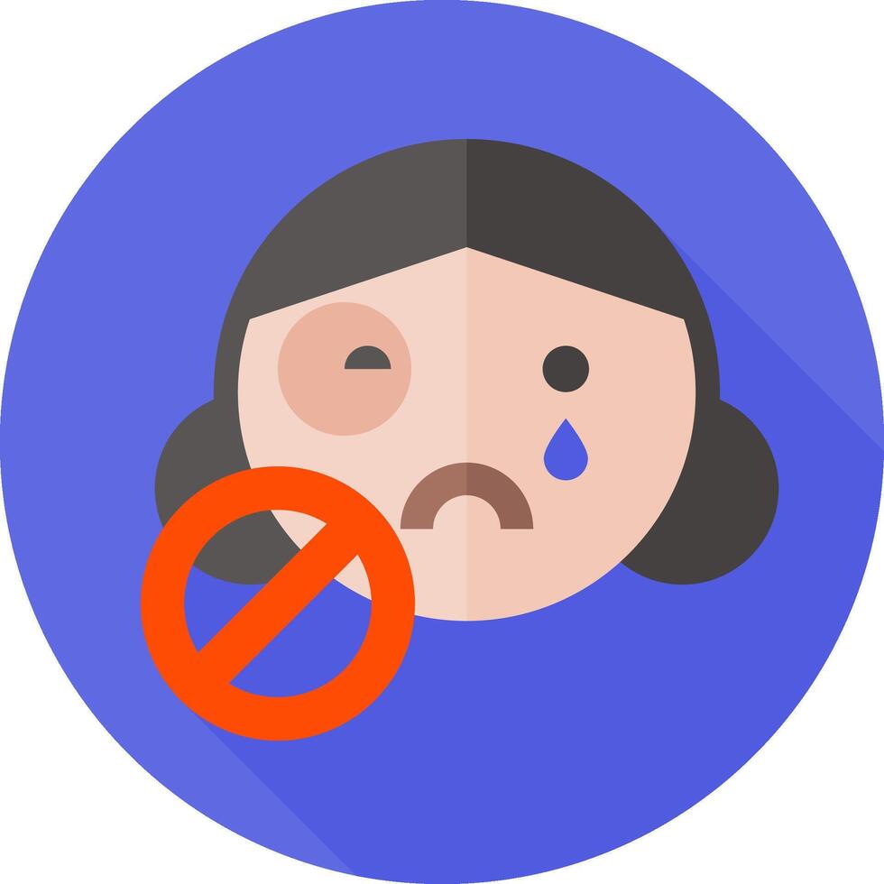 A woman with a tear in her eye is holding a sign that says no vector