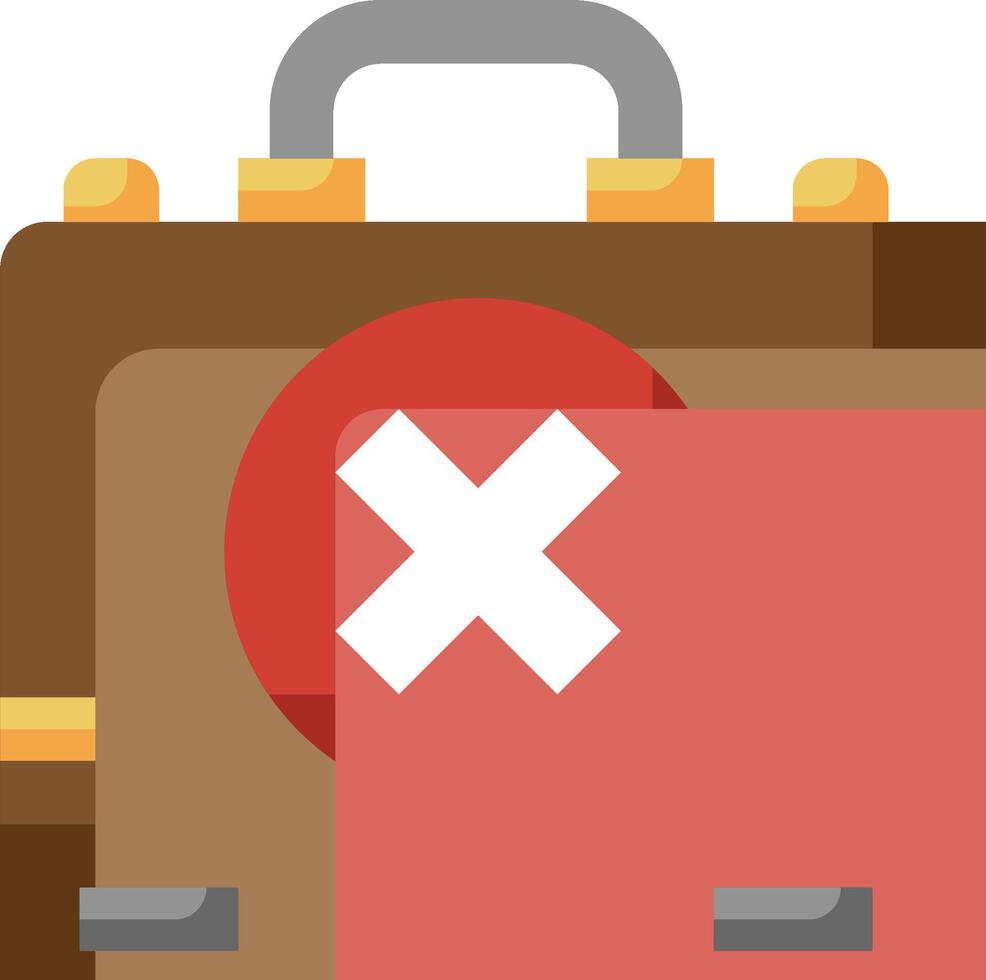 A suitcase with an x on it and a red cross vector