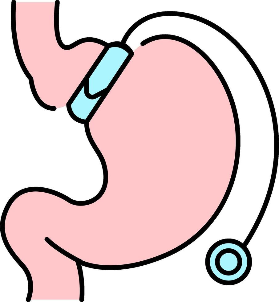 A cartoon illustration of a stomach with a pacemaker vector