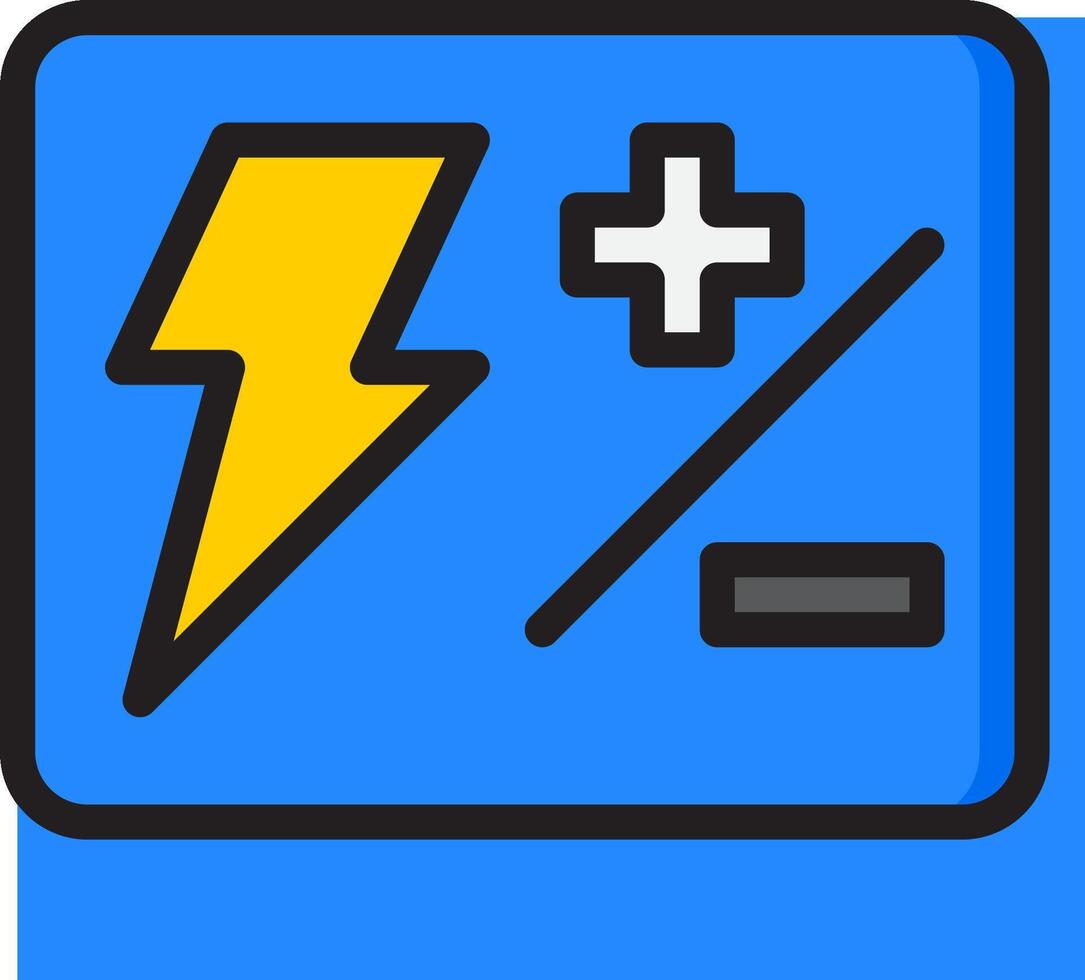 A blue and yellow icon with a lightning bolt vector