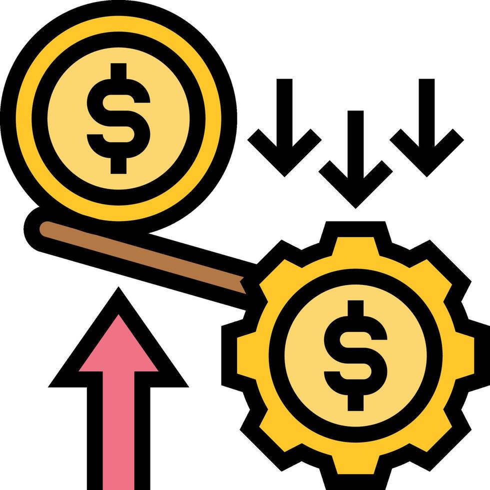 Money and gears icon vector