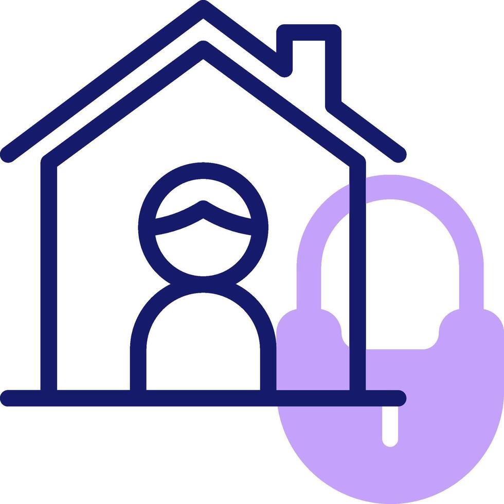 A purple padlock and a house with a person inside vector