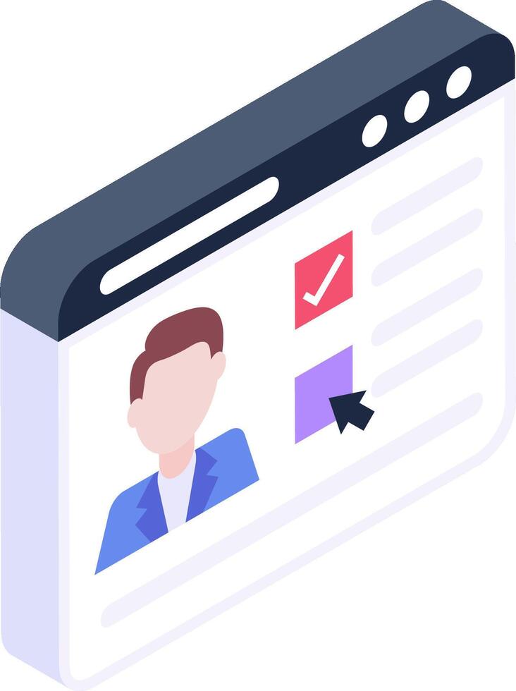 A user profile page with a check mark icon vector