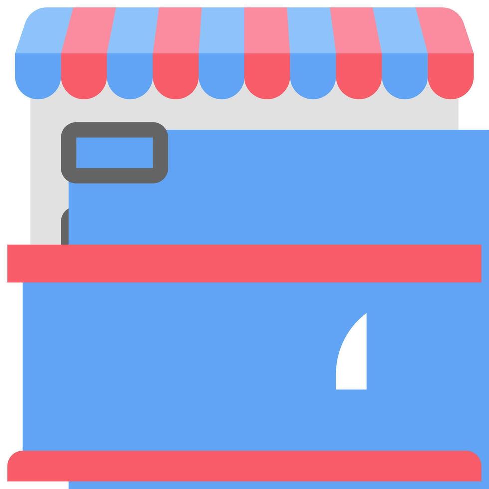 A blue and red awning with a shark on it vector
