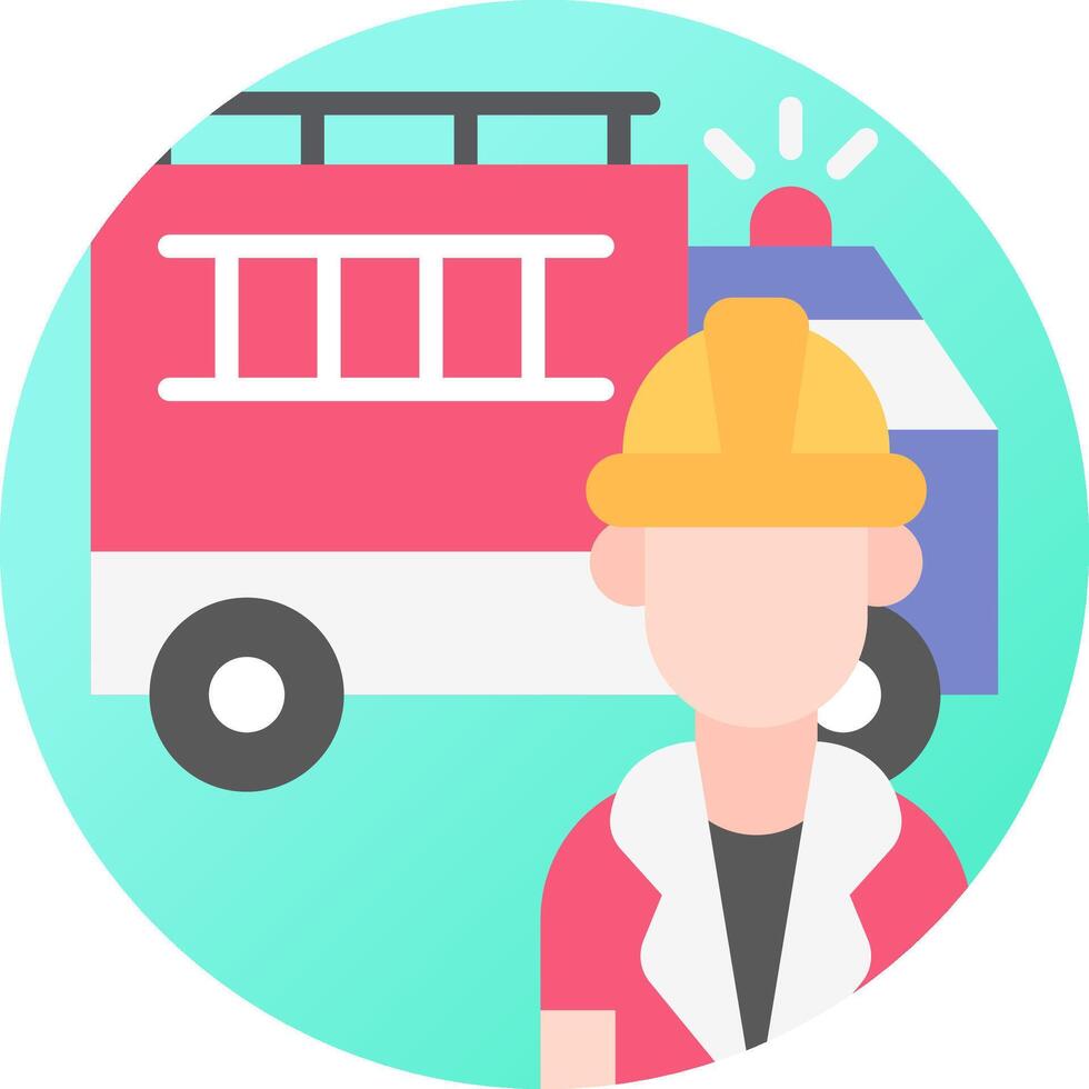 A man in a hard hat and helmet standing next to a fire truck vector