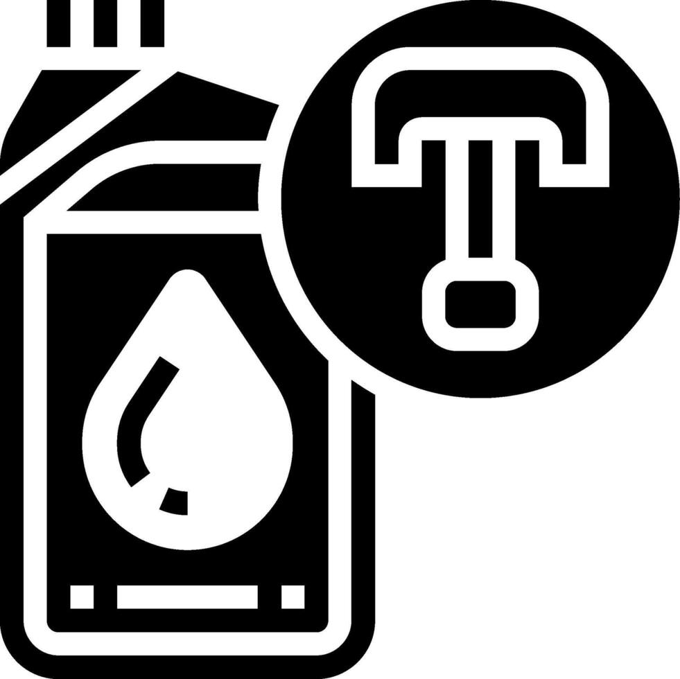 A black and white icon of a bottle and a wrench vector