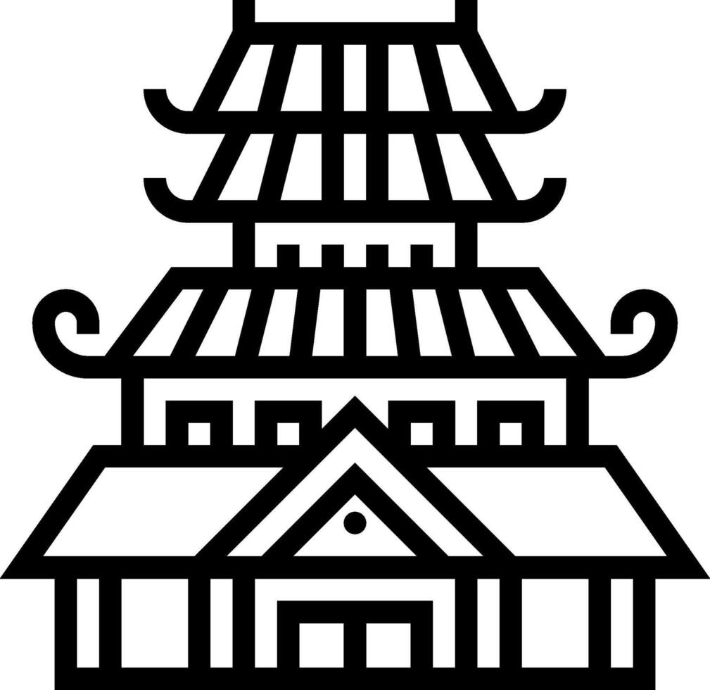 A black and white illustration of a pagoda vector