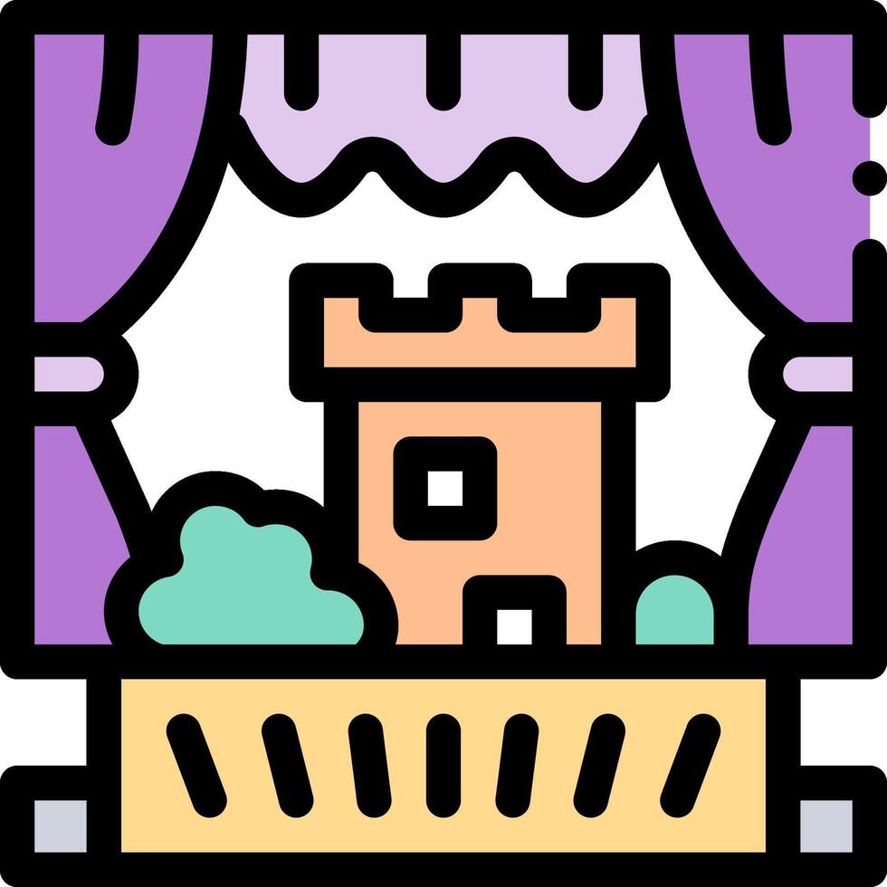A castle icon with purple curtains vector