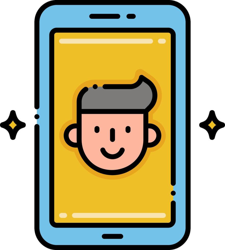 A cartoon man is on the screen of a phone vector