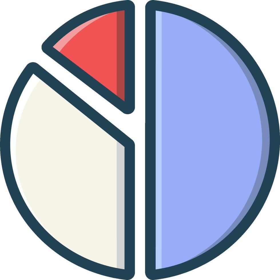 A pie chart icon with a red and blue section vector