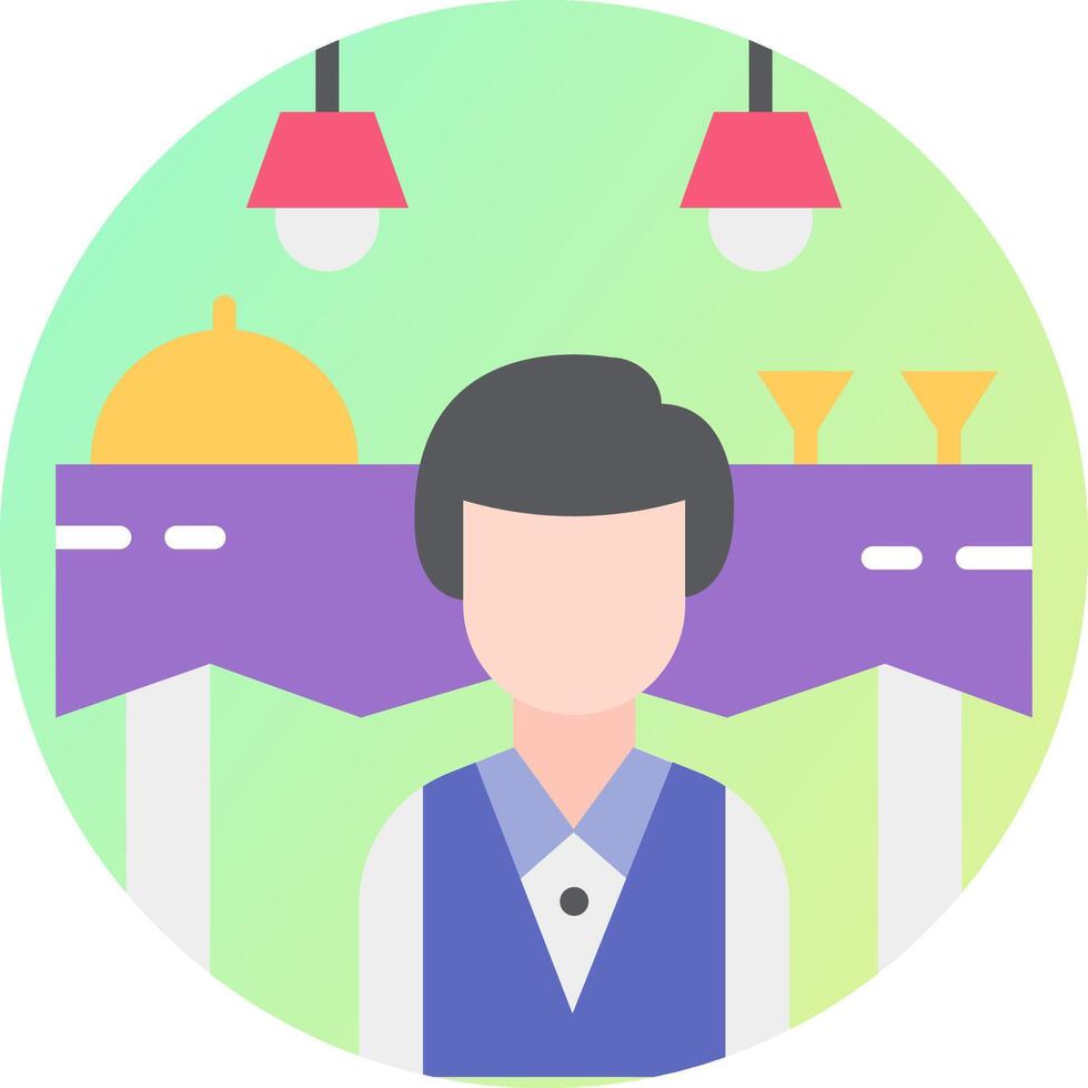 A man in a vest is standing in front of a table with food and drinks vector