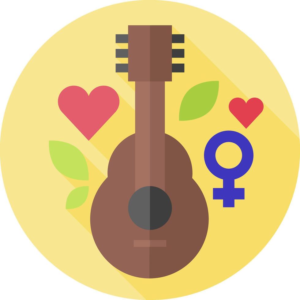 A guitar and a woman with hearts around it vector