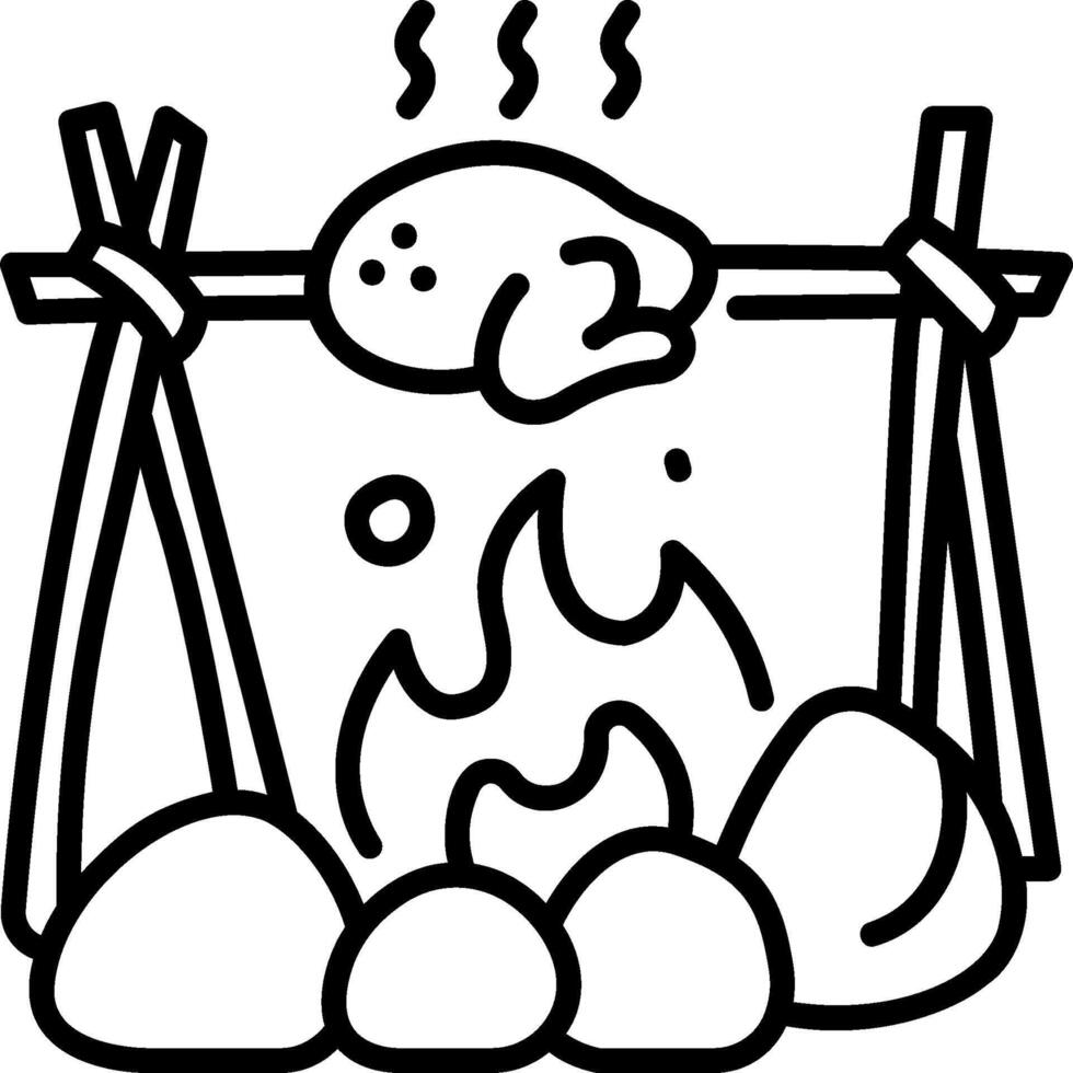 A black and white drawing of a campfire vector