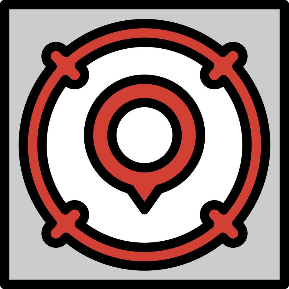 A red and black circle with a pin in it vector