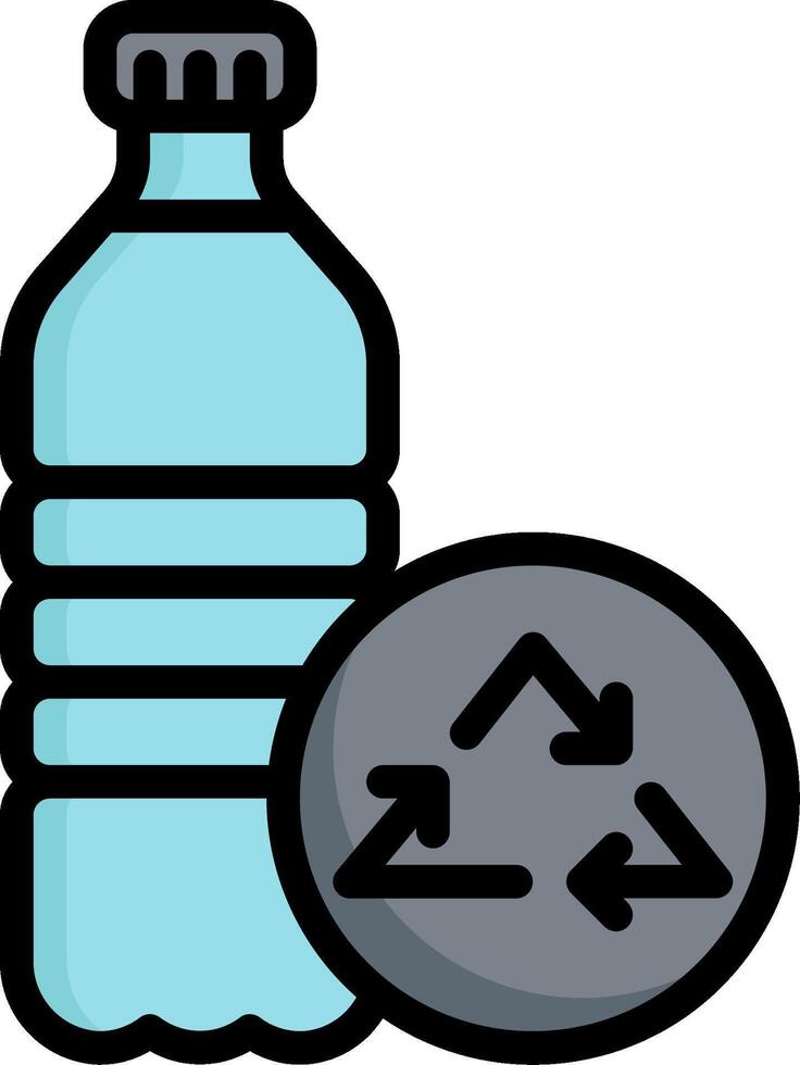 A bottle and a recycling symbol next to a rock vector