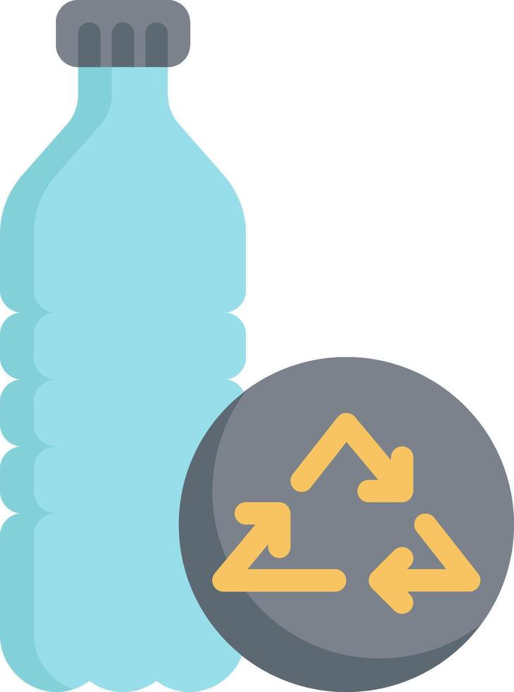 A bottle and a recycling symbol next to a rock vector
