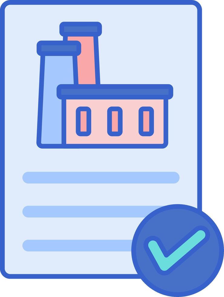 A check mark and a factory icon vector