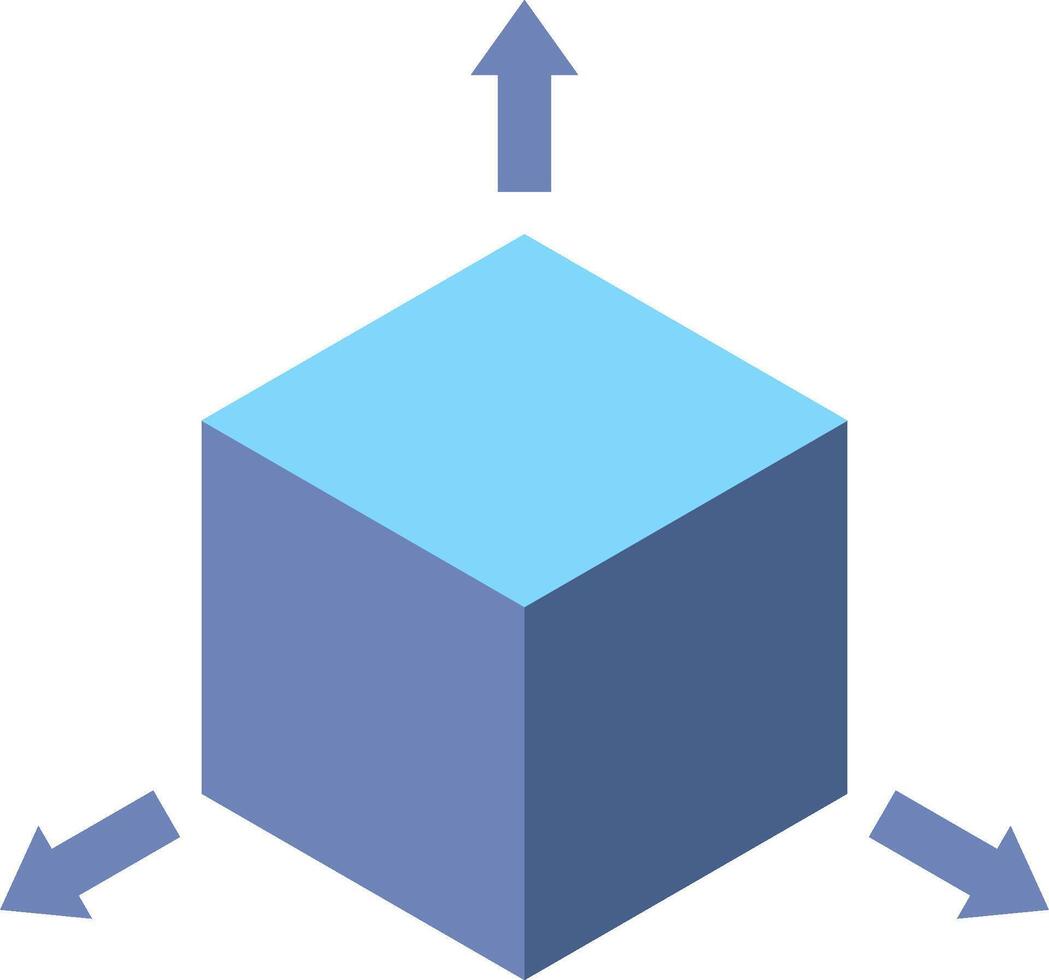A blue cube with arrows pointing to it vector