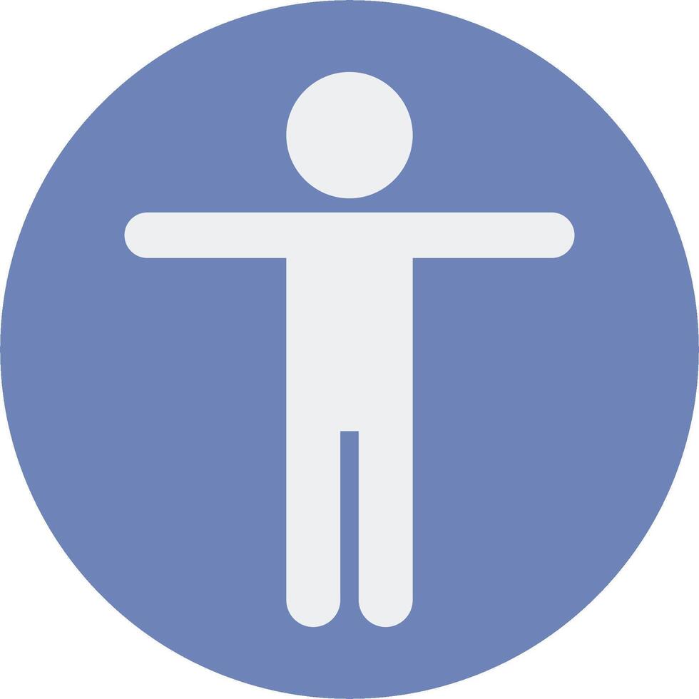 A blue circle with a white man standing in it vector