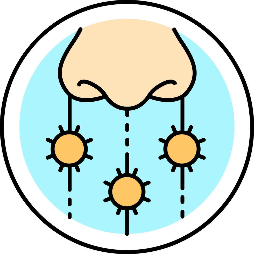 A cartoon of a nose with suns on it vector