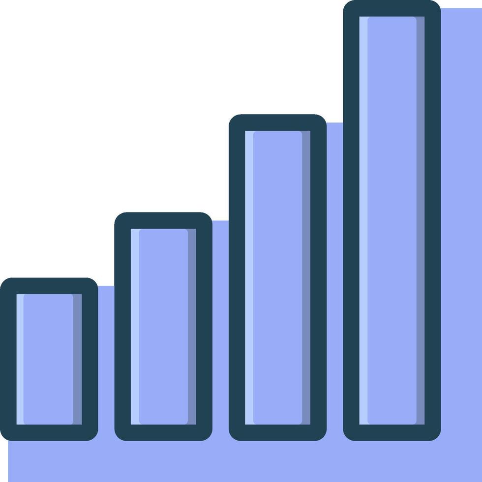 A bar chart with a line going up vector