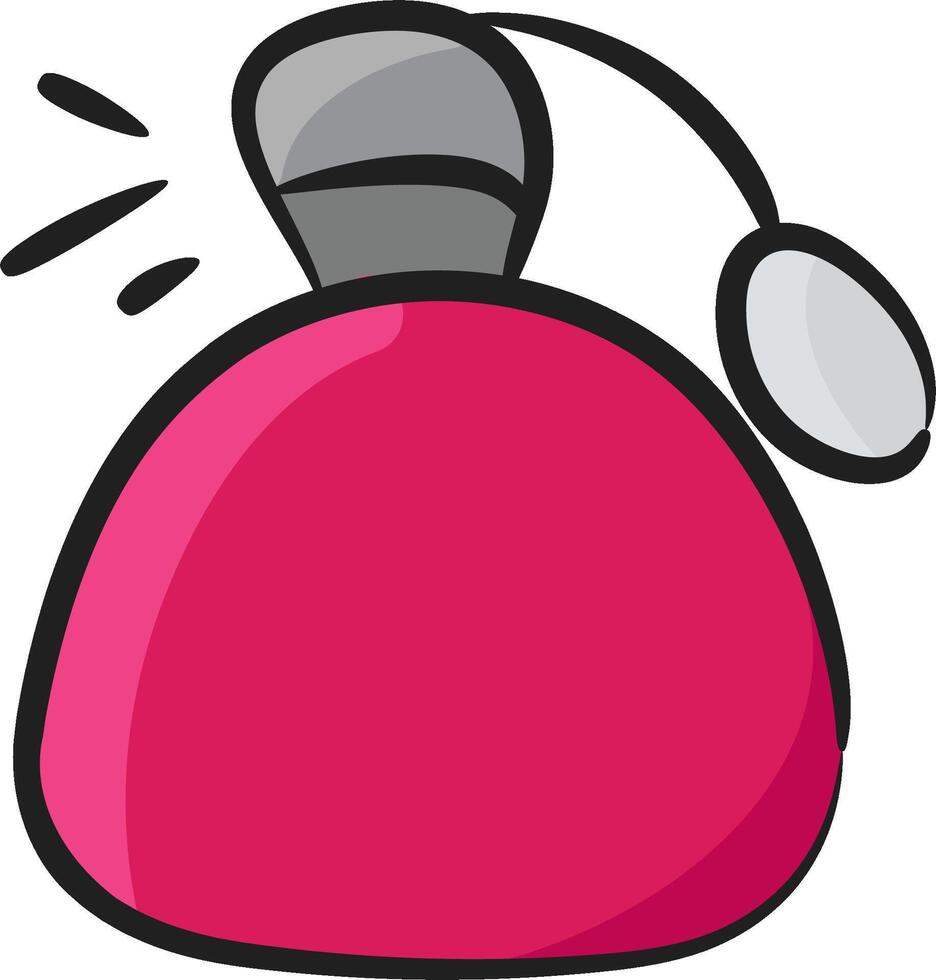 A pink perfume bottle with a black cap vector