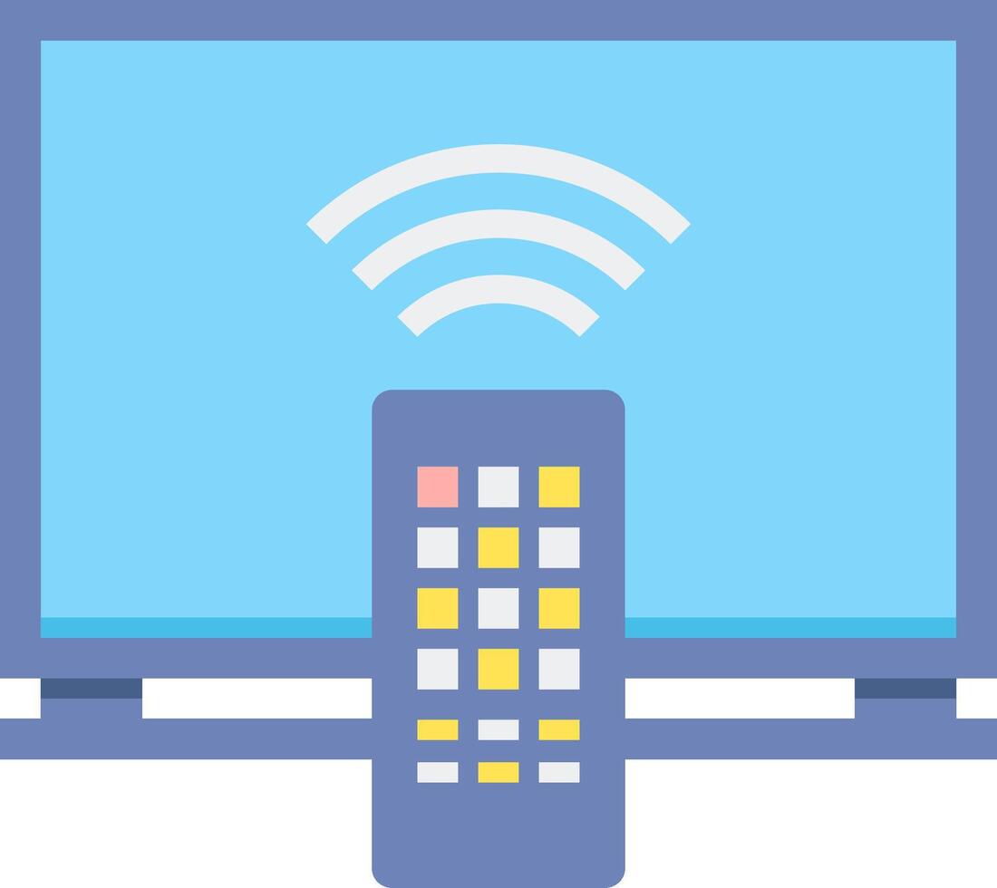 A flat icon of a tv and a remote control vector