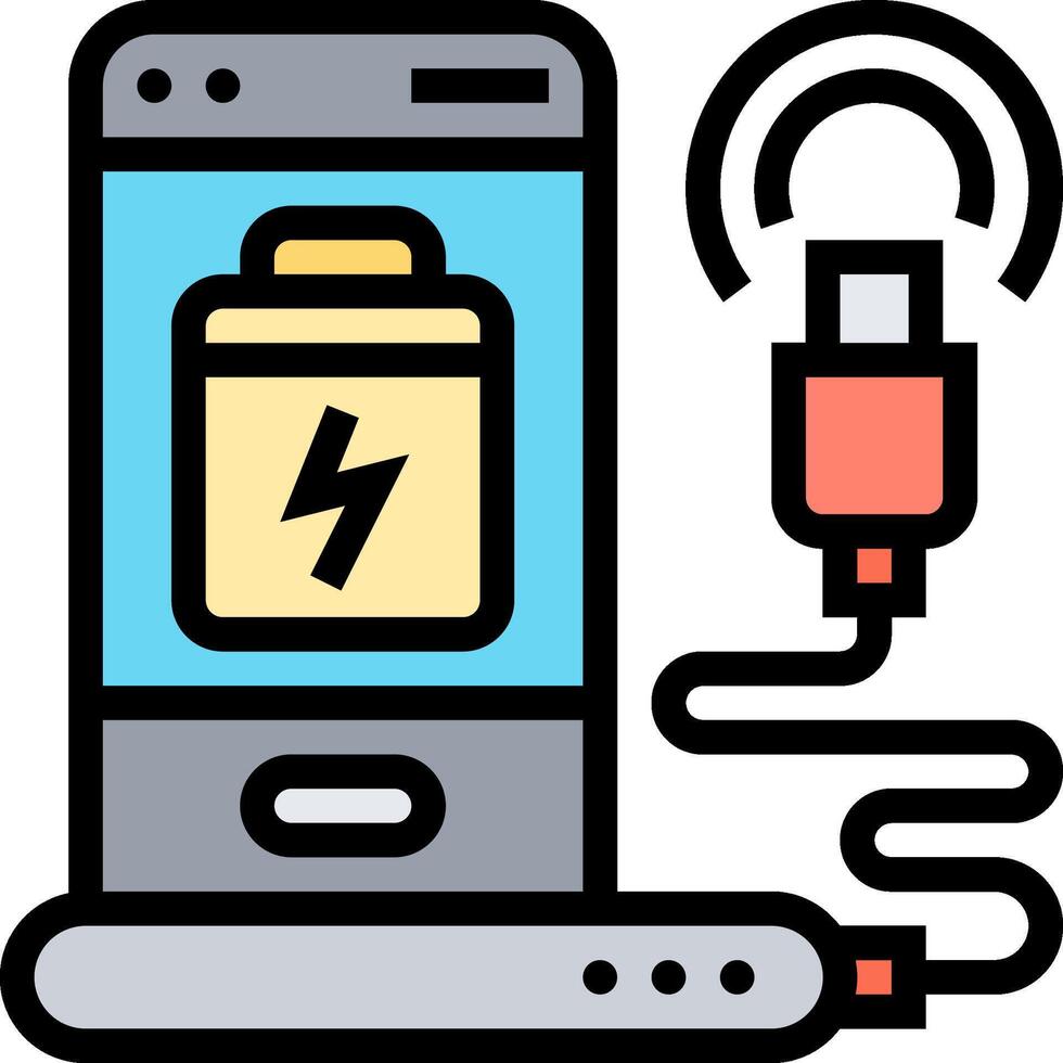 Mobile phone charging and battery icon vector