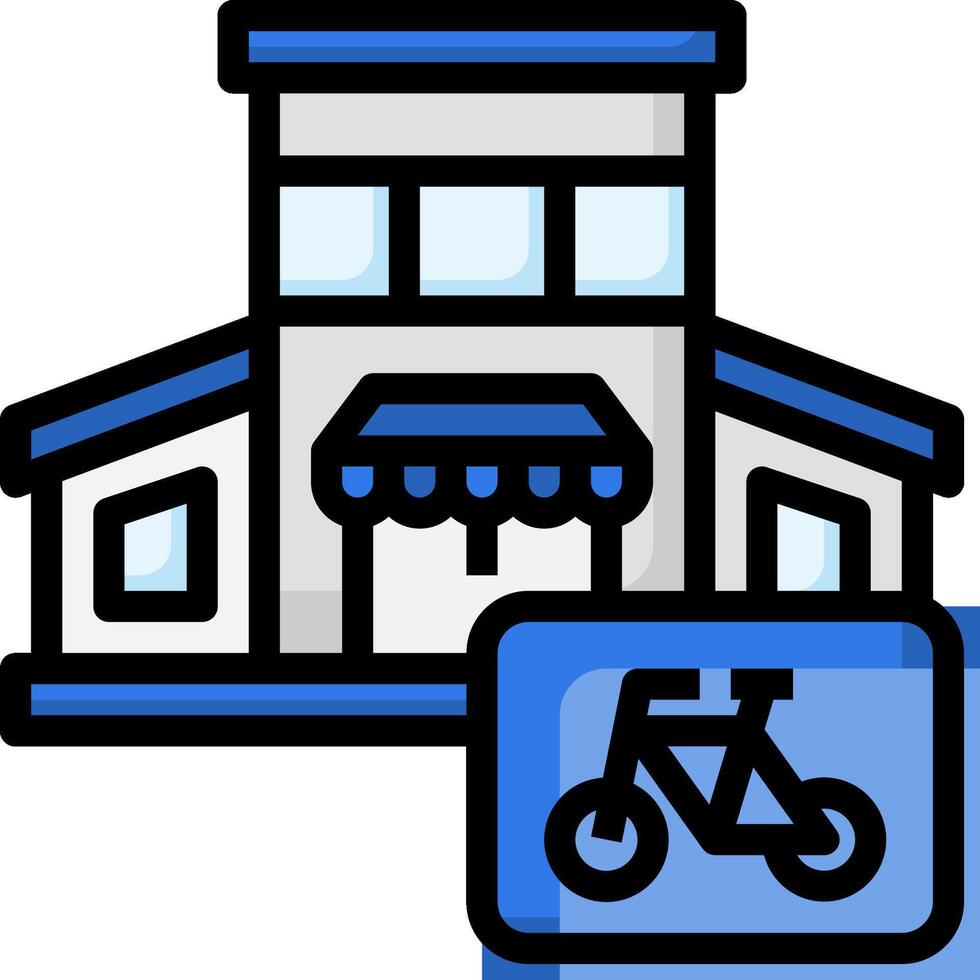 A bicycle is parked in front of a building vector