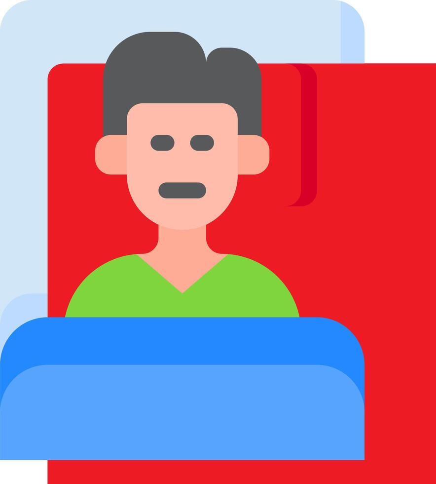 A man is sleeping in bed with a red pillow vector