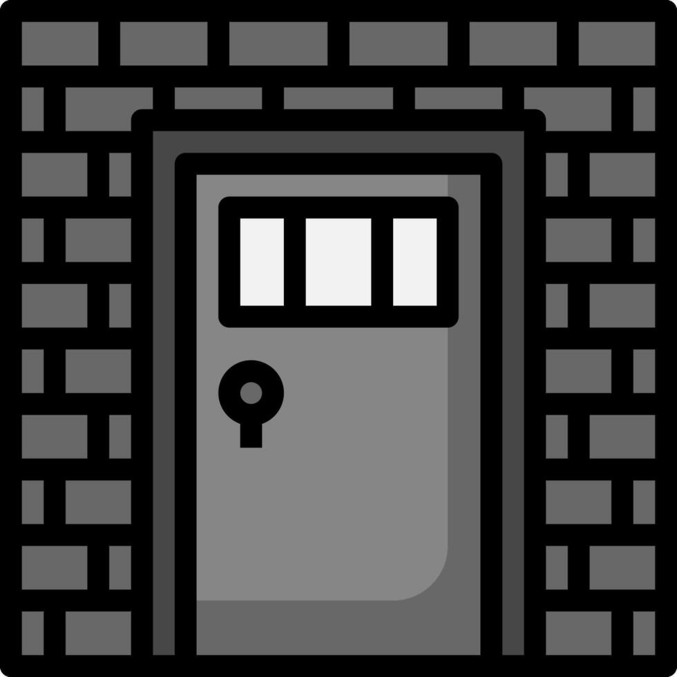 A black and white illustration of a door in a brick wall vector