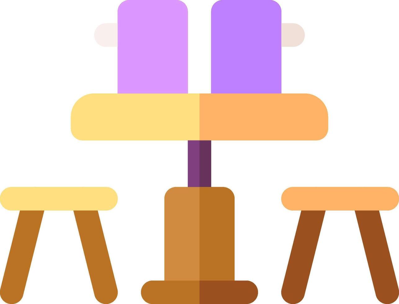 A table and chairs with a table cloth vector