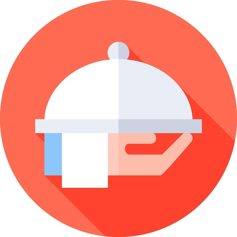 A flat icon of a hand holding a tray with a platter vector