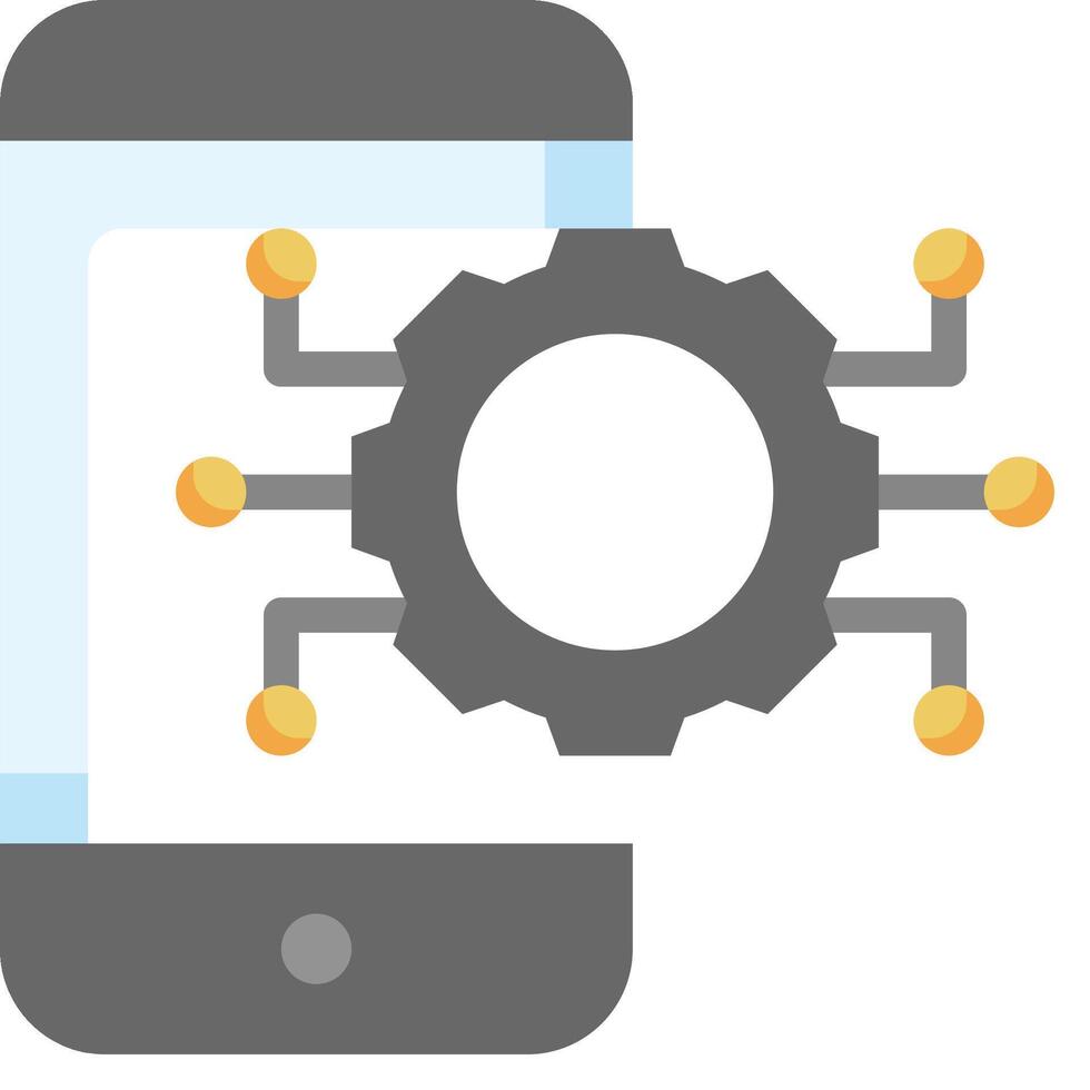 A mobile phone with gears on it and a gear on the screen vector