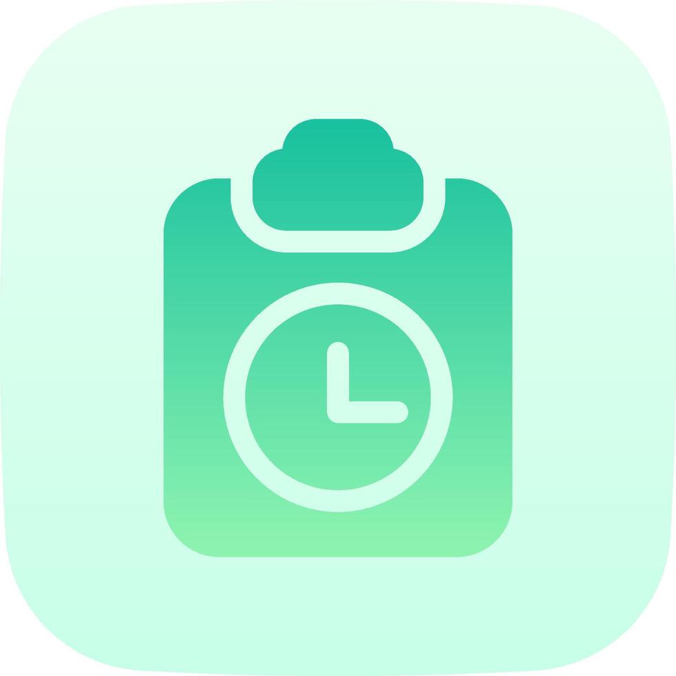 A green and white icon with a clock on it vector