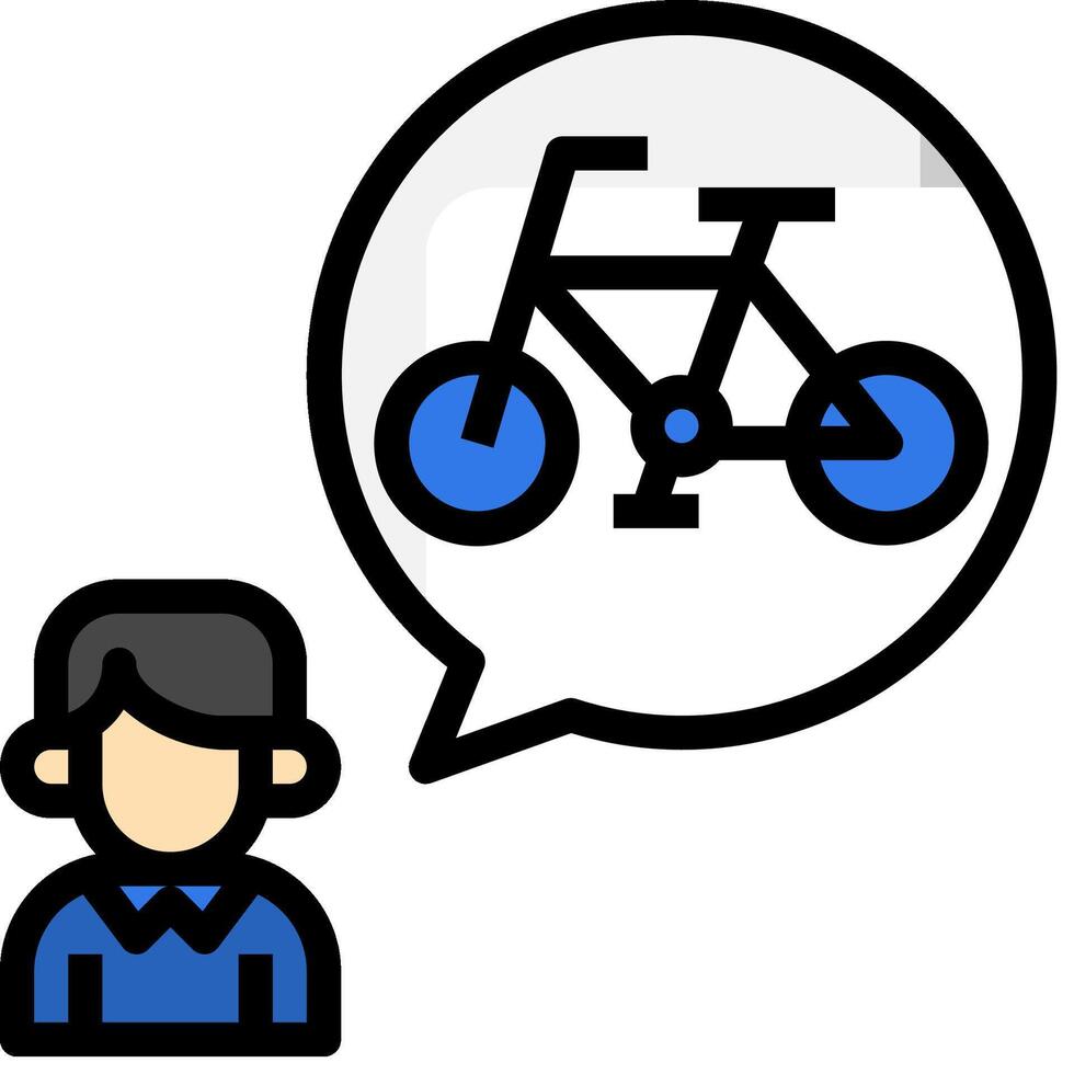 A man is talking to a bicycle in a speech bubble vector