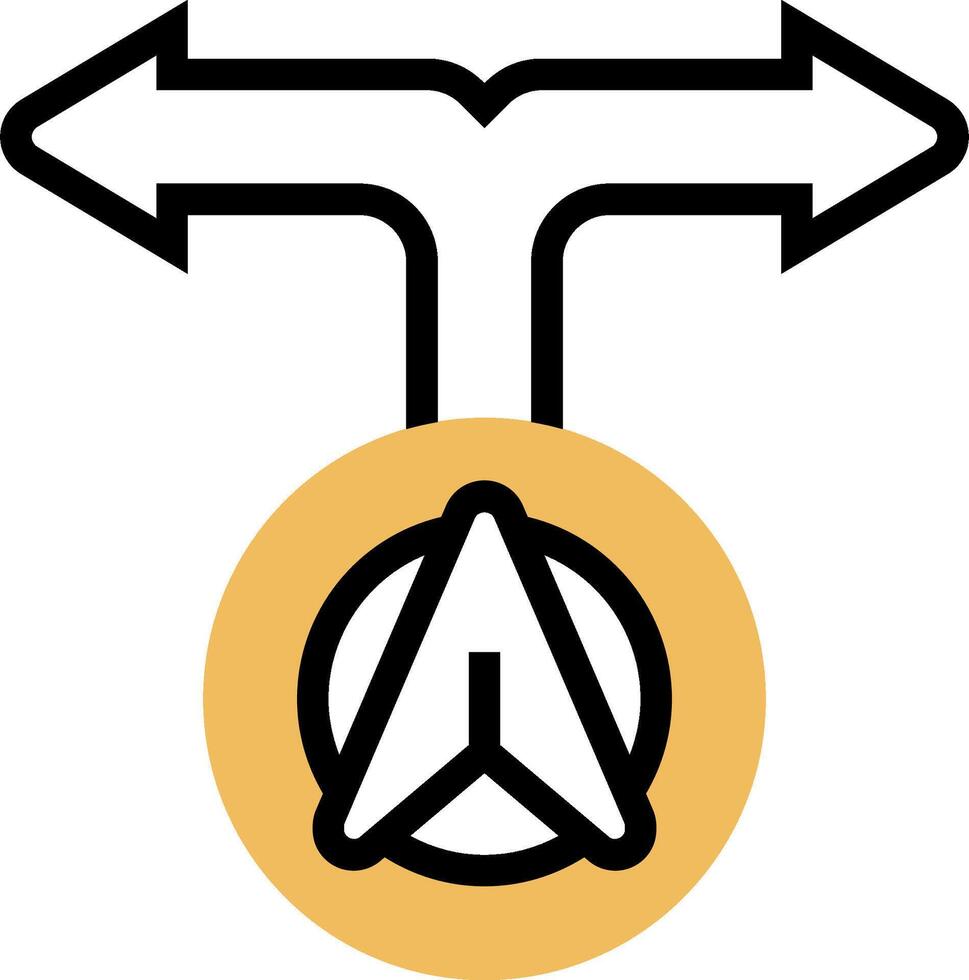 A yellow arrow pointing to the left and right vector