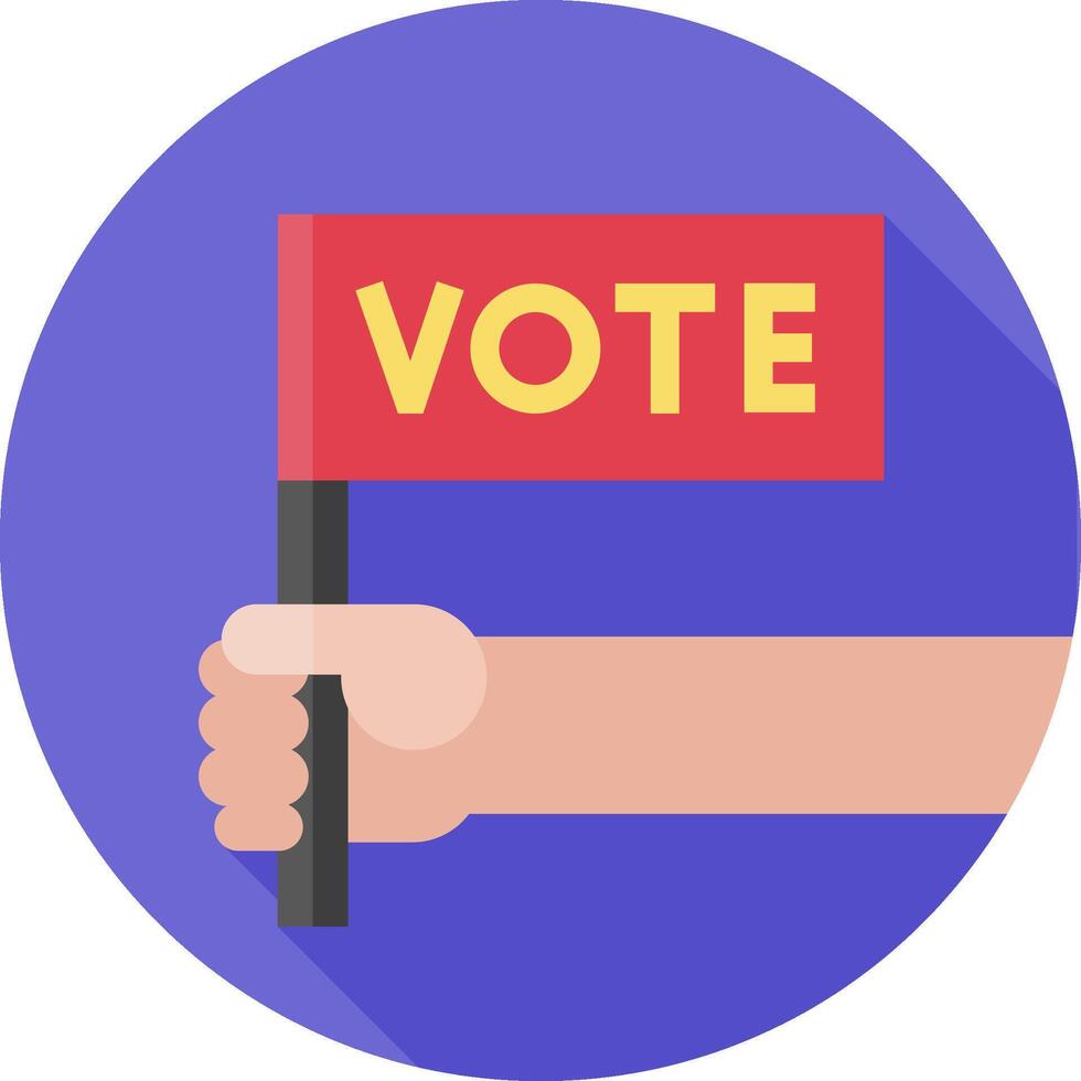 A hand holding a vote sign on a purple background vector