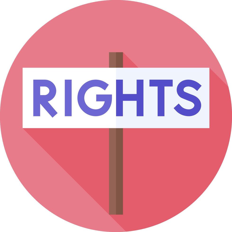 A rights sign with a long shadow vector