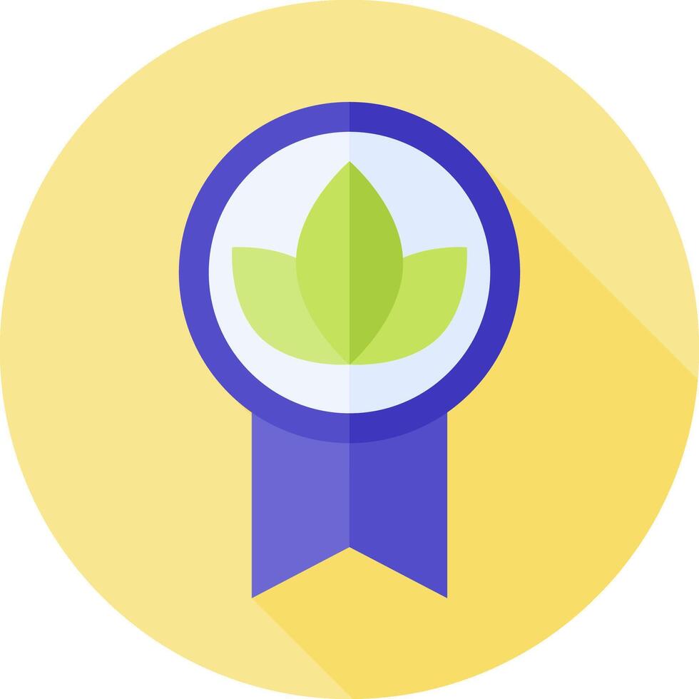 A green leaf badge with a long shadow vector