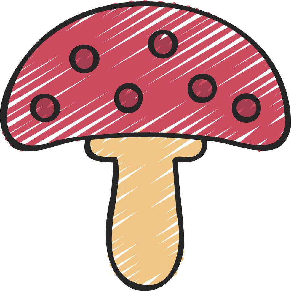 A mushroom icon with red dots on it vector