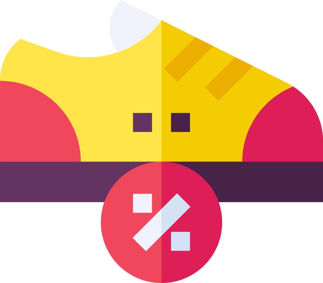 A yellow and red shoe with a red and yellow arrow vector
