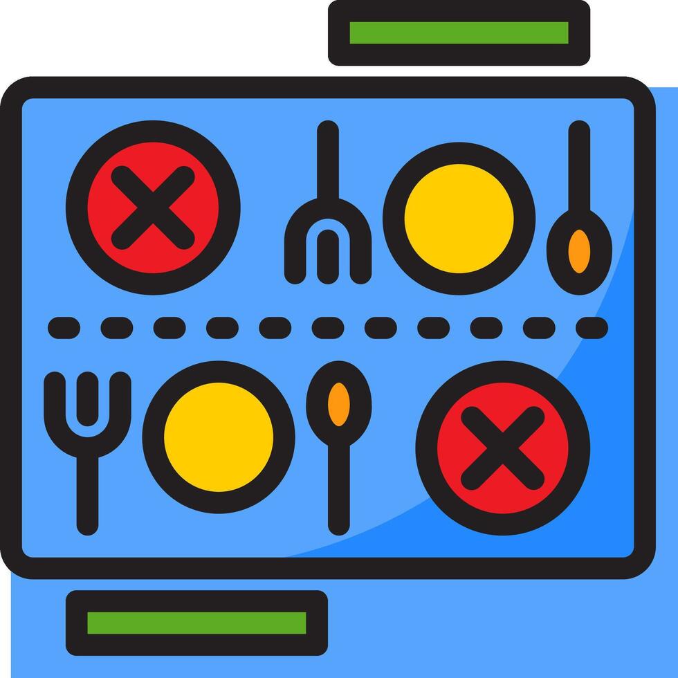 A flat icon of a tray with utensils and a fork vector