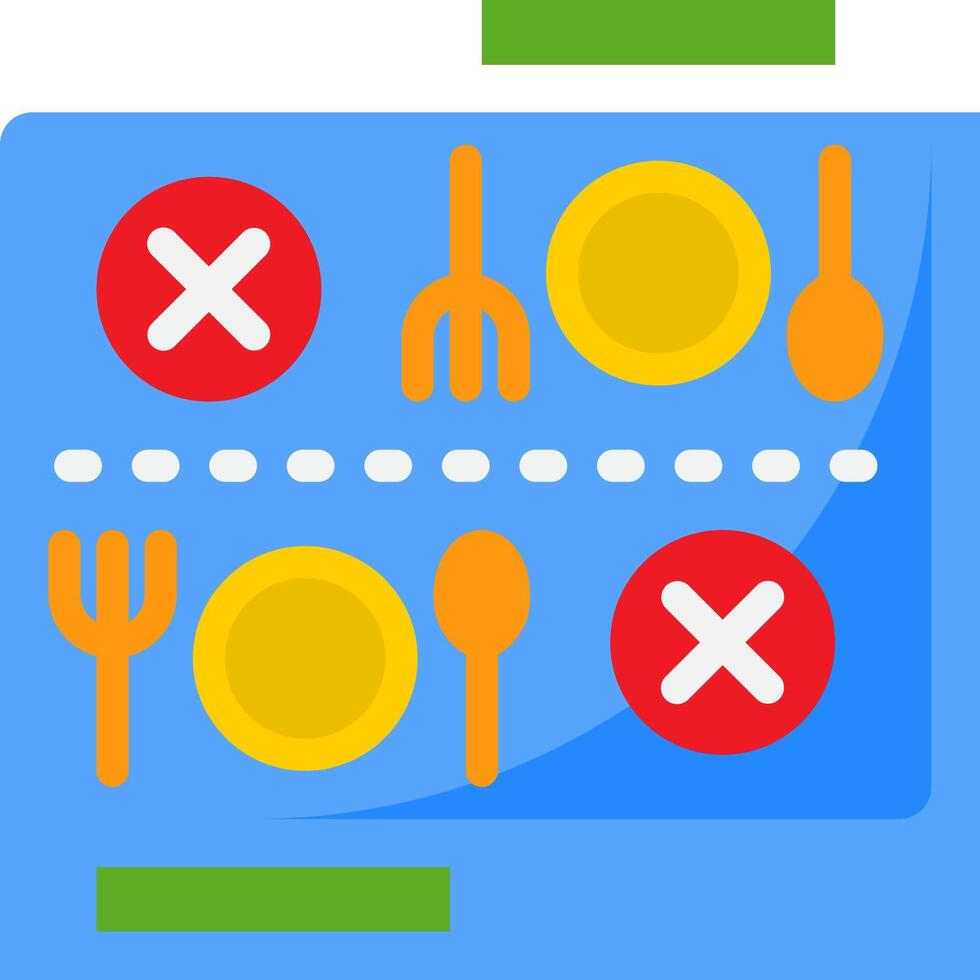 A blue tray with forks, spoons, knives and forks vector