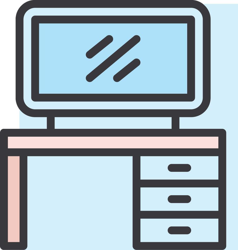 Computer desk with monitor and drawers vector